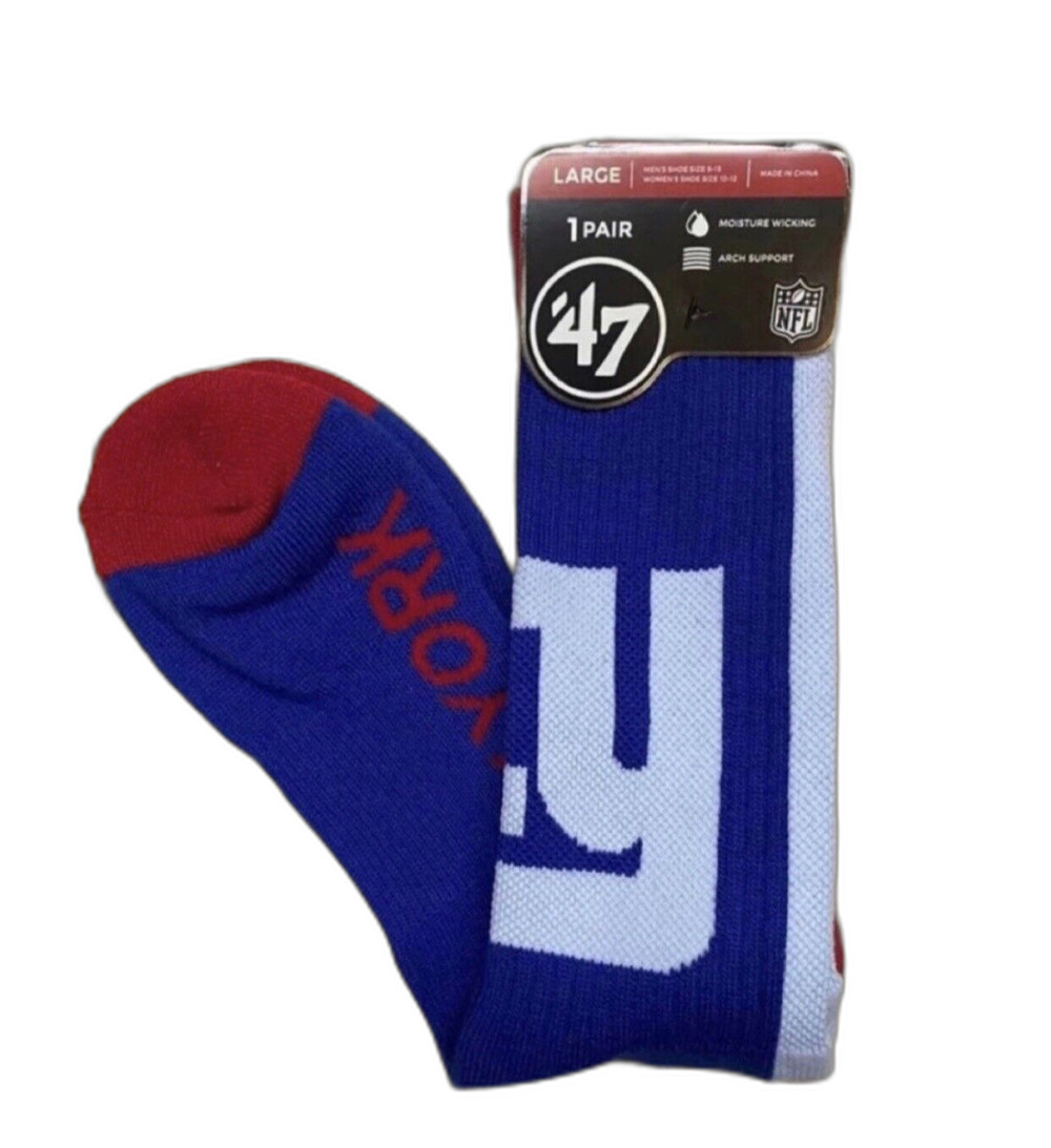 New York Giants Socks '47 Brand Duster Large Blue Men's 9-13 Women's 10-12 NWT